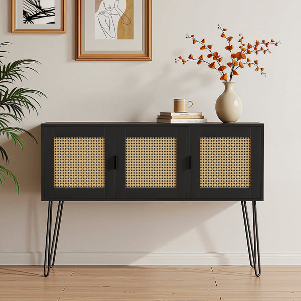 Netstar 47" Entryway Table, Console Sofa Table with Storage, Hallway Table for Foyer & Entry Decor, Boho Farmhouse Style, Anti-Tip, Black