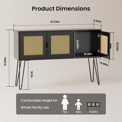 Furniture with dimensions labeled on a plain background